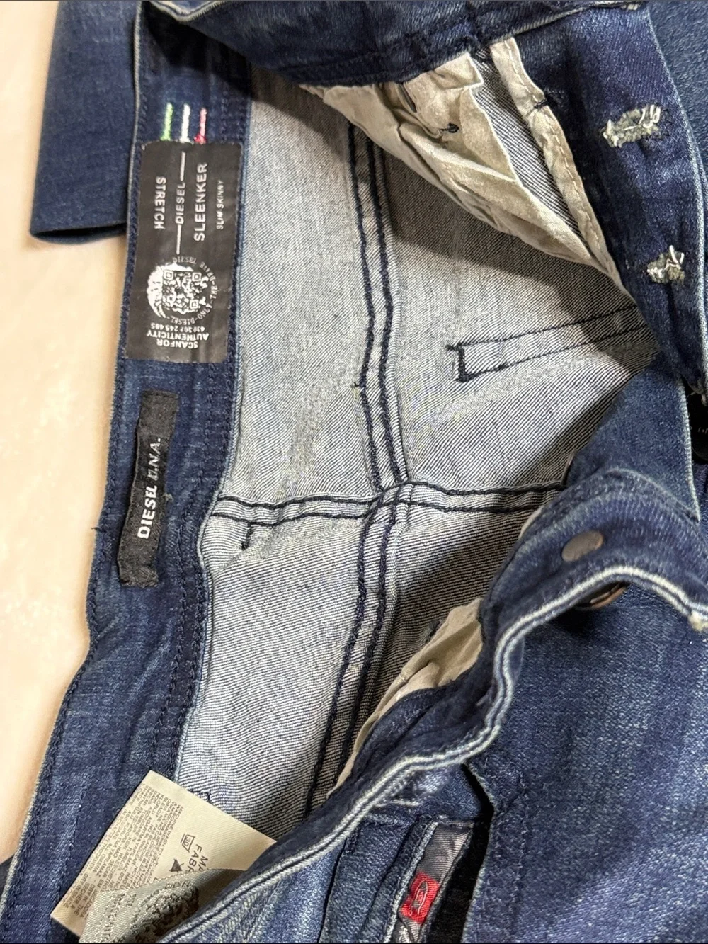 Diesel Sleenker Skinny Jeans Dark Blue 30x31 NWTS